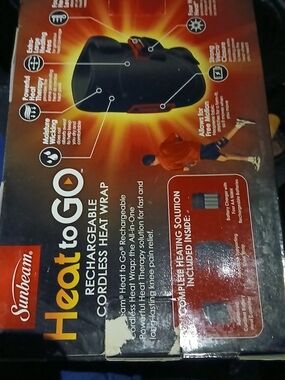 New Never Used Sunbeam Heat to Go Rechargeable Cordless Heat Wrap Heating Pad